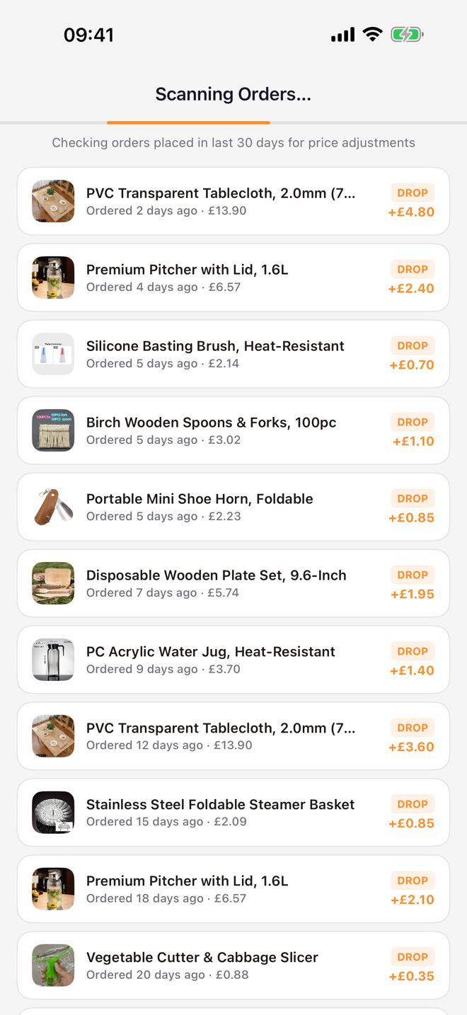 RefundRadar &mdash; scanning your Temu orders for price drops